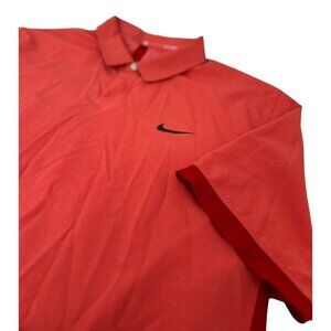Nike Tiger Woods Collection Polo Mens Size Large Red‎ Short Sleeves Snap Button